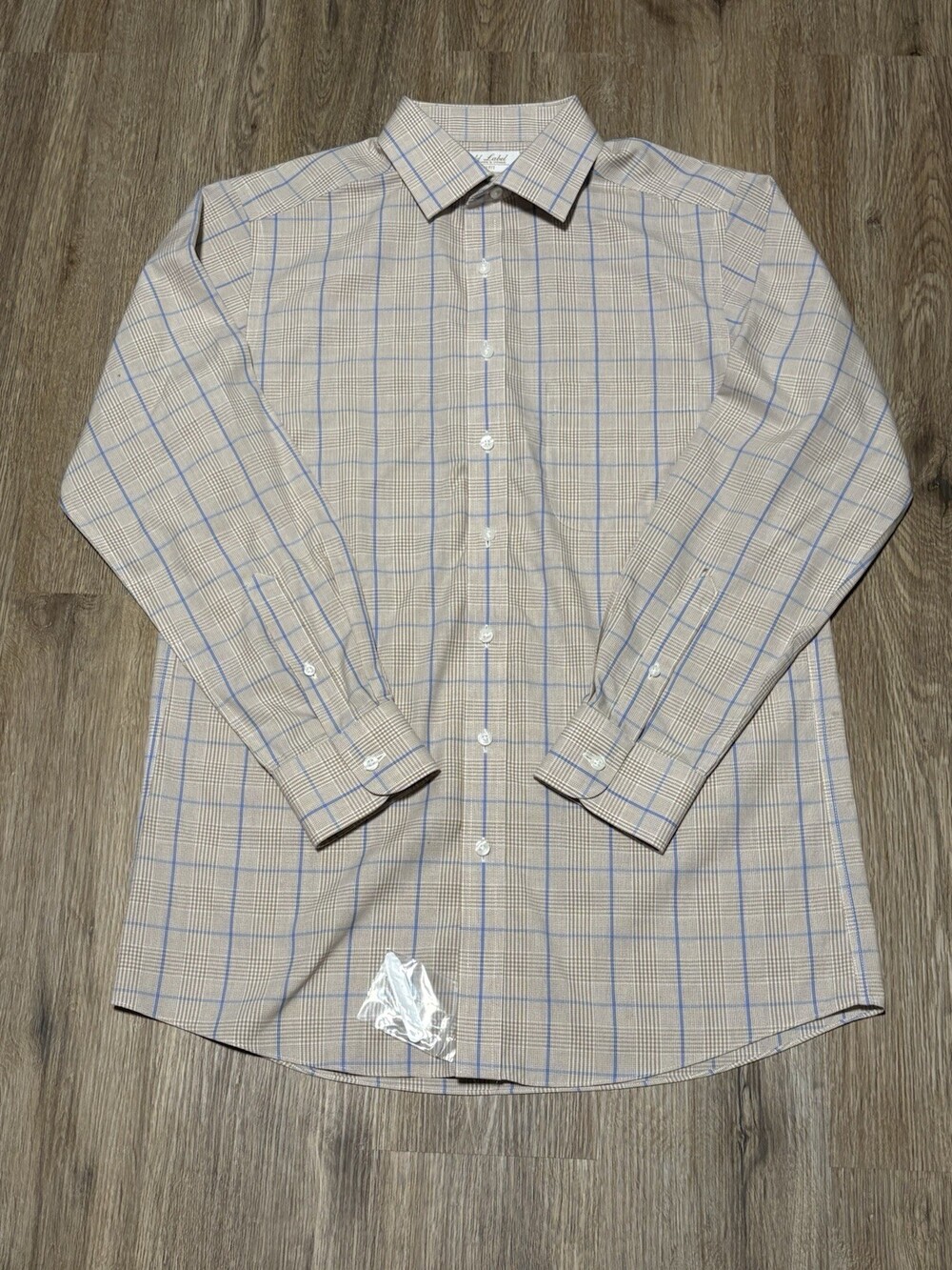 Roundtree & Yorke Shirt Mens 15.5 32/33 Golden Plaid Non Iron Office